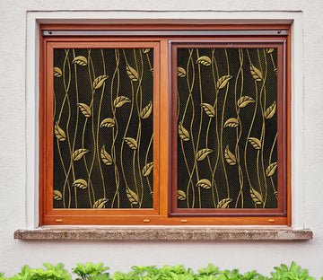 3D Texture Leaves 130 Window Film Print Sticker Cling Stained Glass UV Block