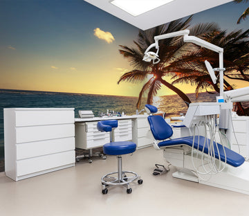 3D Coconut Tree Sea 061 Wall Murals