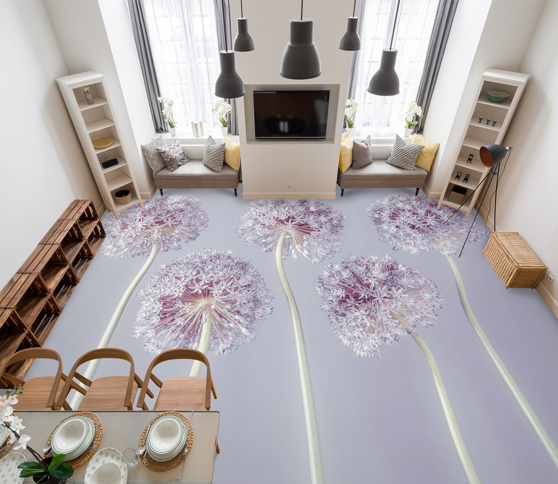 3D Dandelion Flower 9843 Assaf Frank Floor Mural  Wallpaper Murals Self-Adhesive Removable Print Epoxy