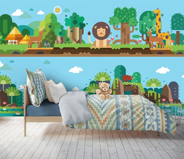 3D Lion Forest WC27 Wall Murals Wallpaper AJ Wallpaper 2 