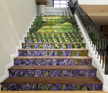 3D Purple Flowers Green Field 89152 Allan P. Friedlander Stair Risers