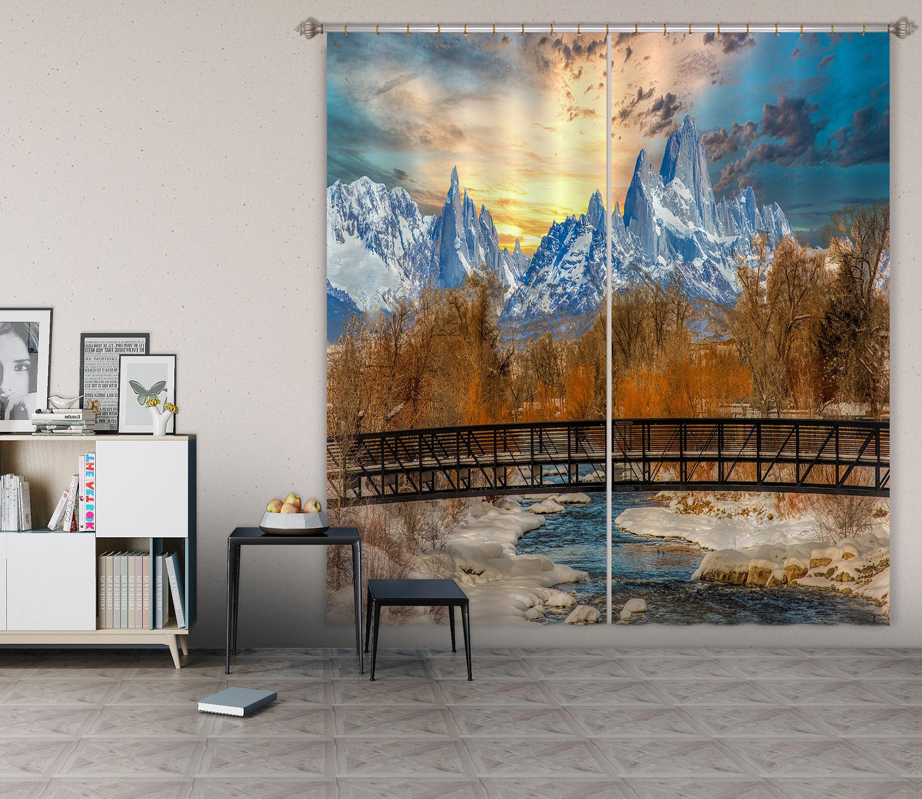 3D Snow Mountain 5367 Beth Sheridan Curtain Curtains Drapes