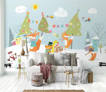 3D Animals In The Snow 1088 Wall Murals