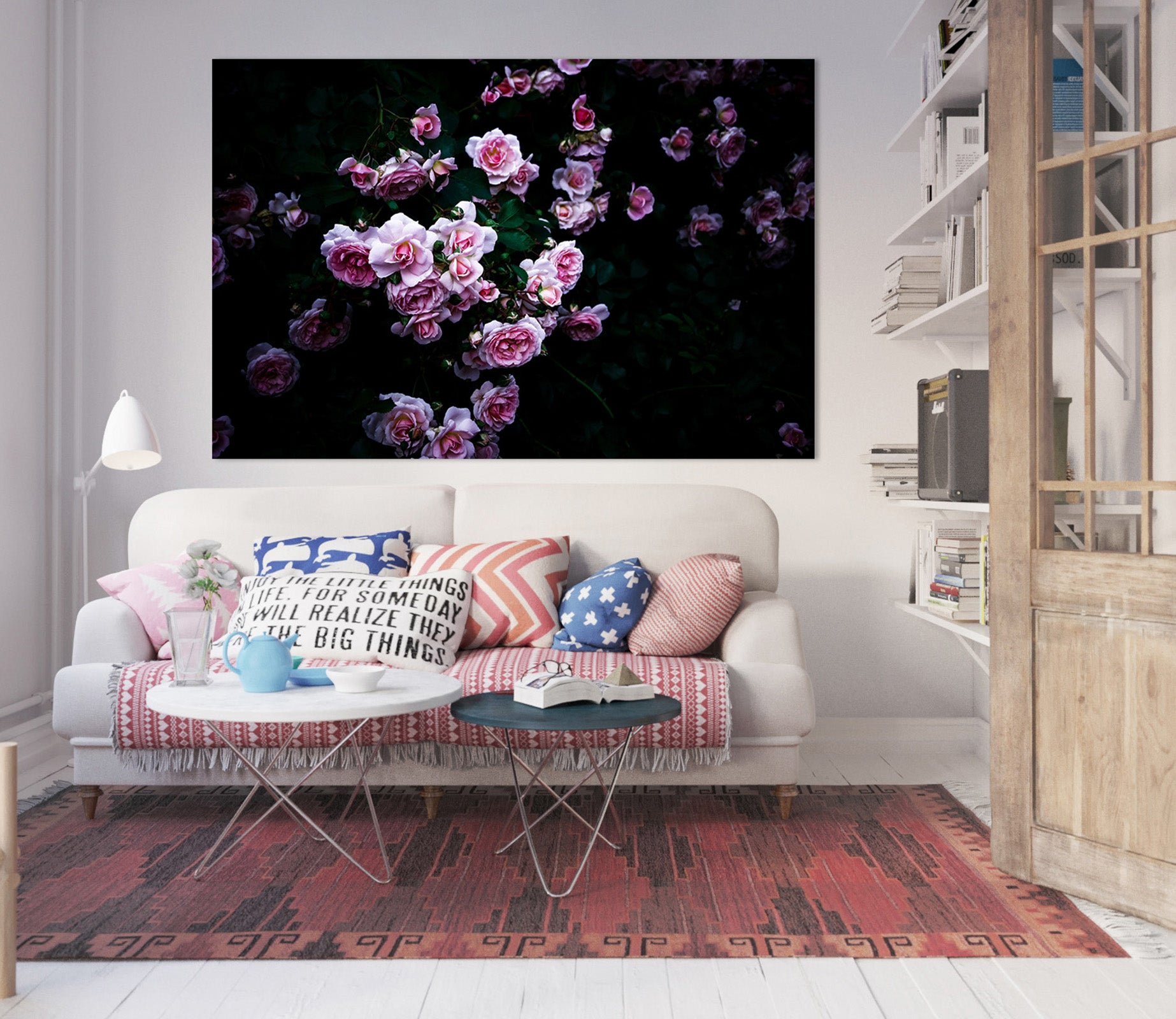 3D Pink Rose 013 Noirblanc777 Wall Sticker