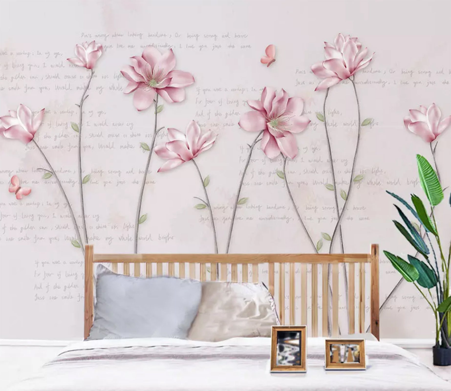 3D Pink Flowers WC48 Wall Murals Wallpaper AJ Wallpaper 2 