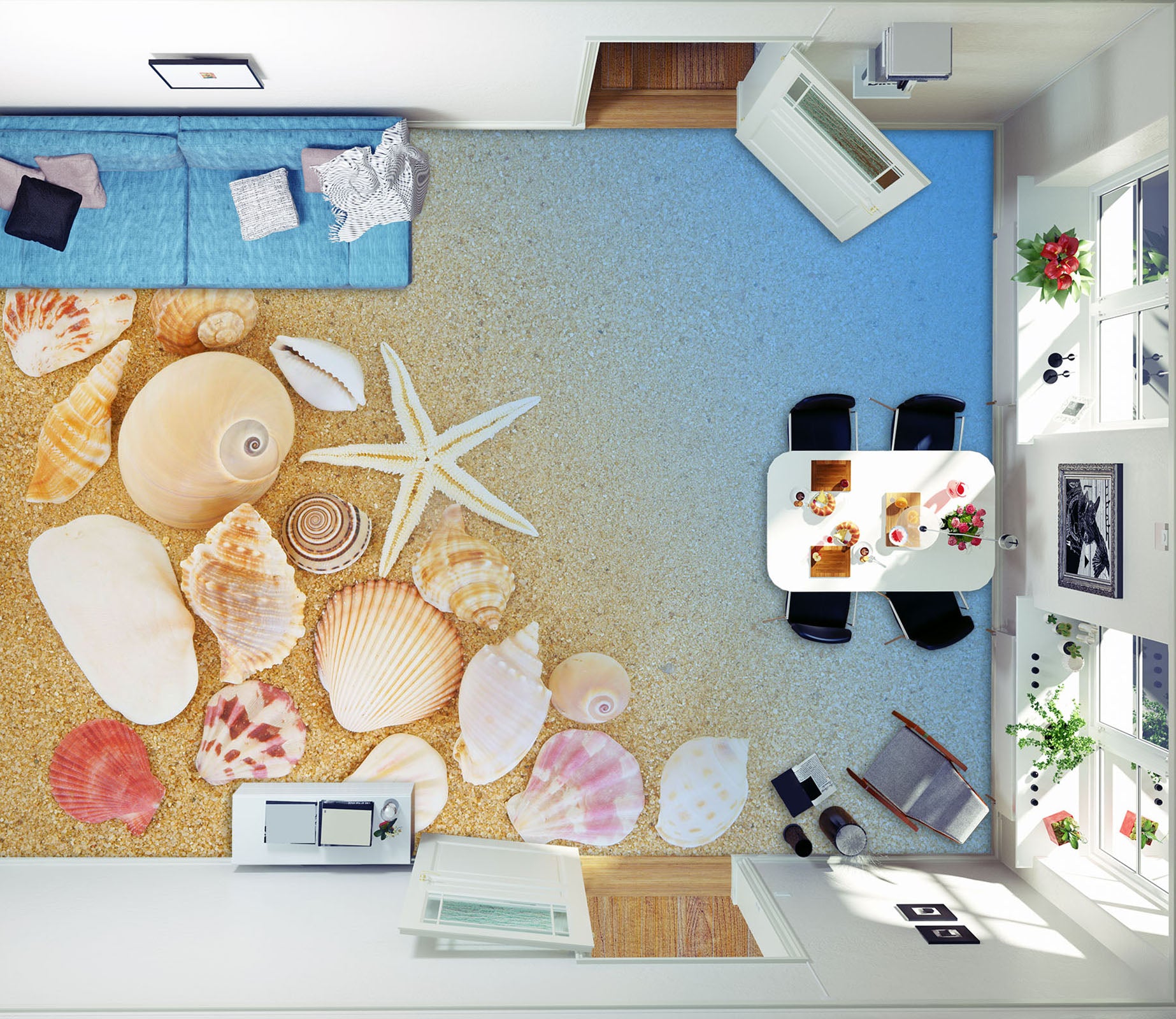 3D Gentle Shells And Conch 346 Floor Mural  Wallpaper Murals Rug & Mat Print Epoxy waterproof bath floor