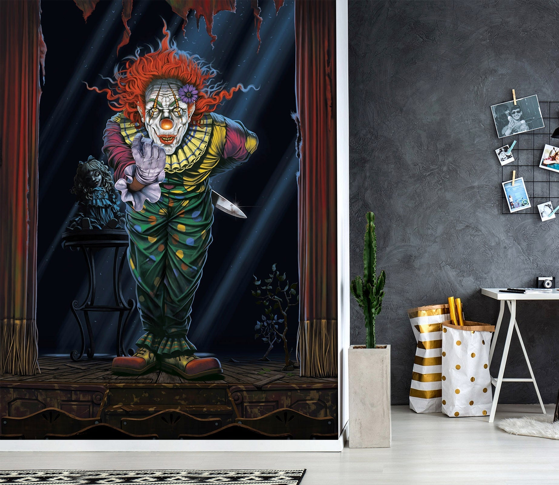 3D Surprise Clown 1555 Wall Murals Exclusive Designer Vincent Wallpaper AJ Wallpaper 