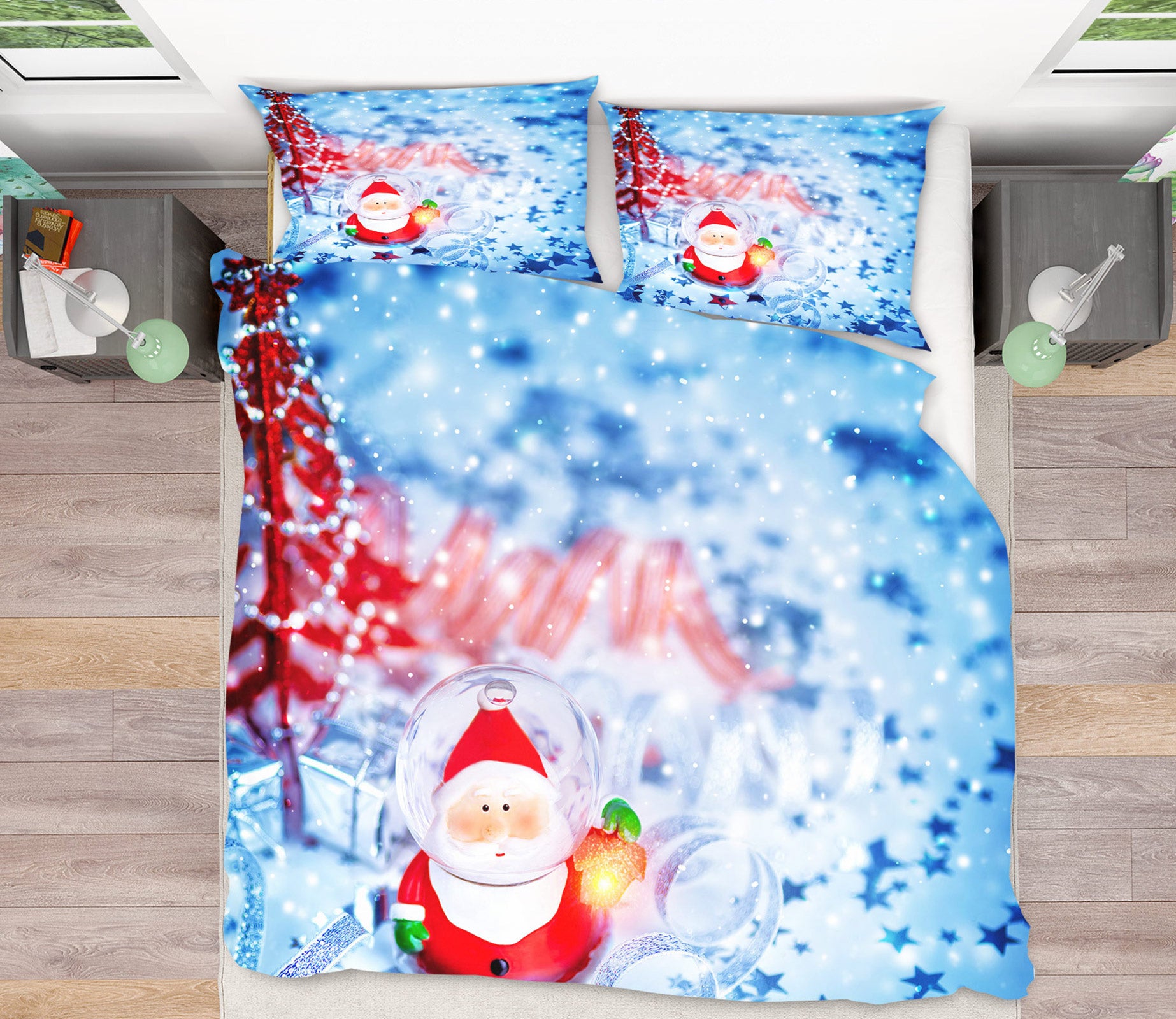 3D Santa Claus Ornaments 52120 Christmas Quilt Duvet Cover Xmas Bed Pillowcases