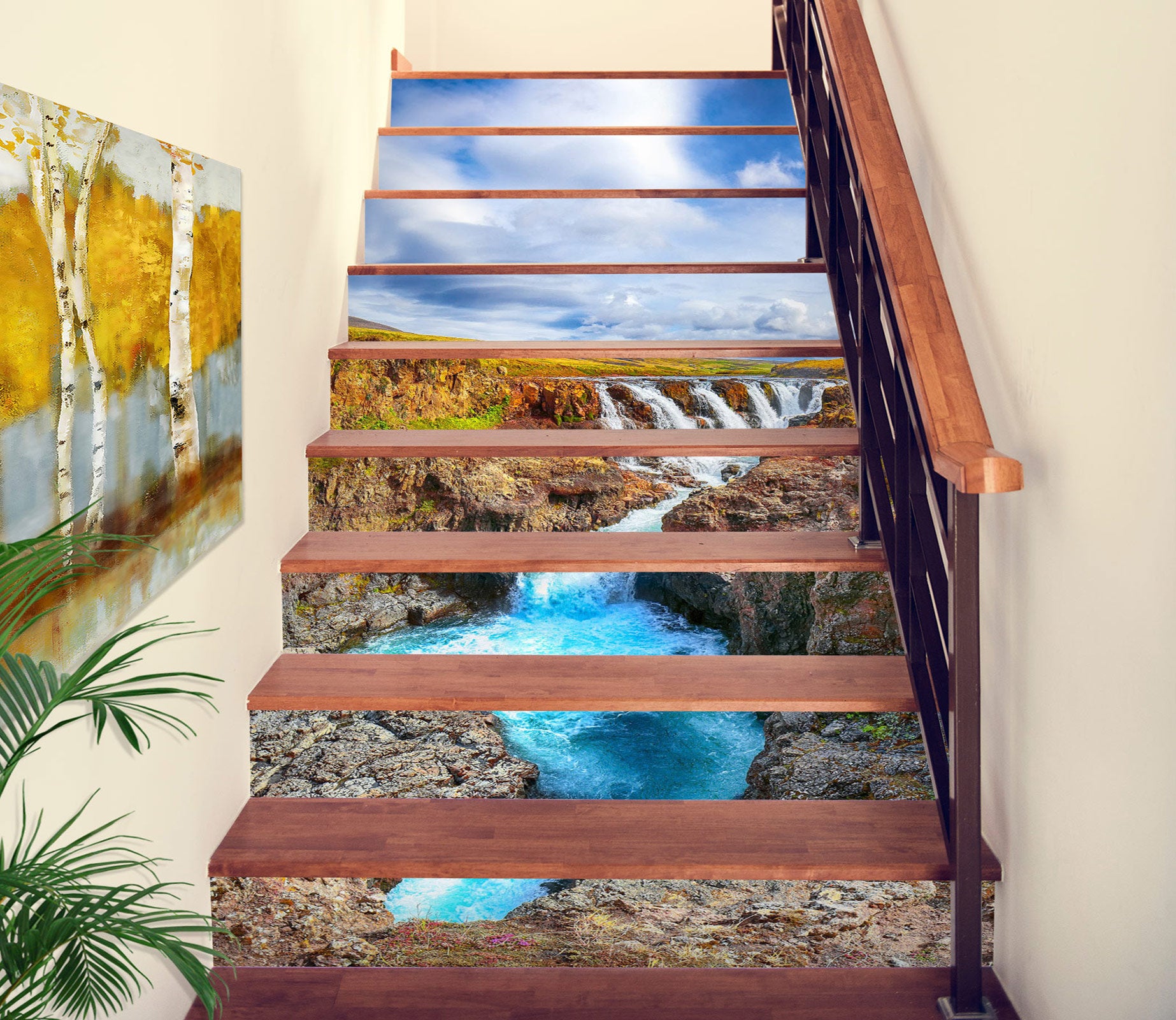 3D Waterfall View 388 Stair Risers