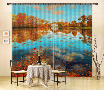 3D Lake Surface Trees 1710 Marina Zotova Curtain Curtains Drapes
