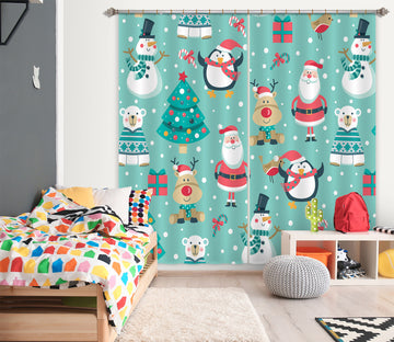 3D Santa Snowman Pattern 53120 Christmas Curtains Drapes Xmas