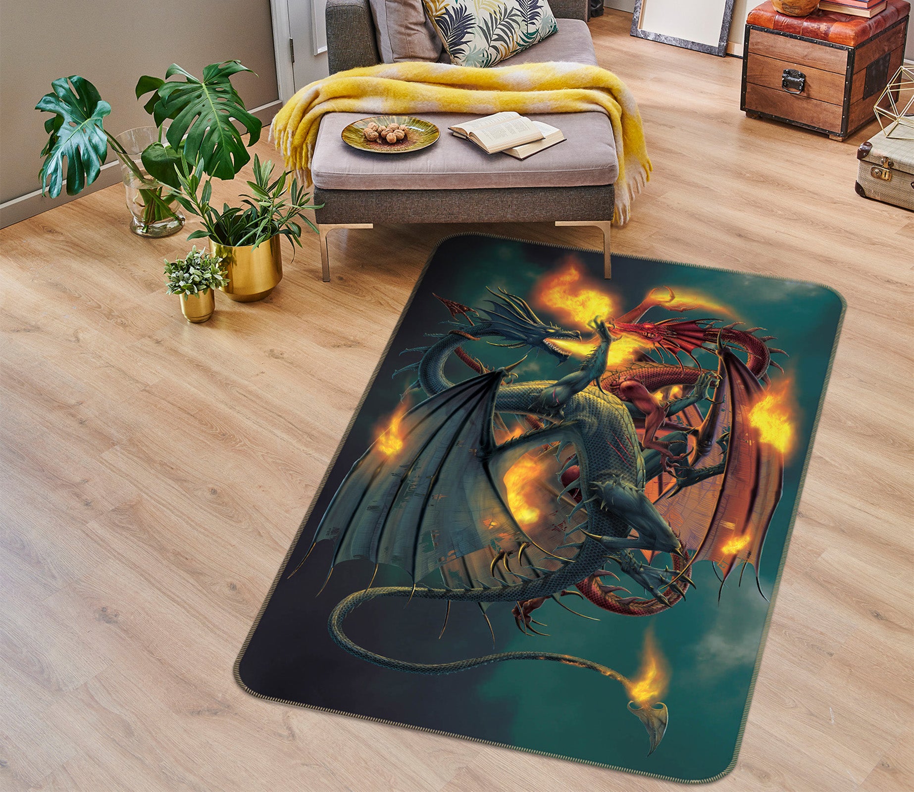 3D Clash Of The Titans 1022 Vincent Hie Rug Non Slip Rug Mat