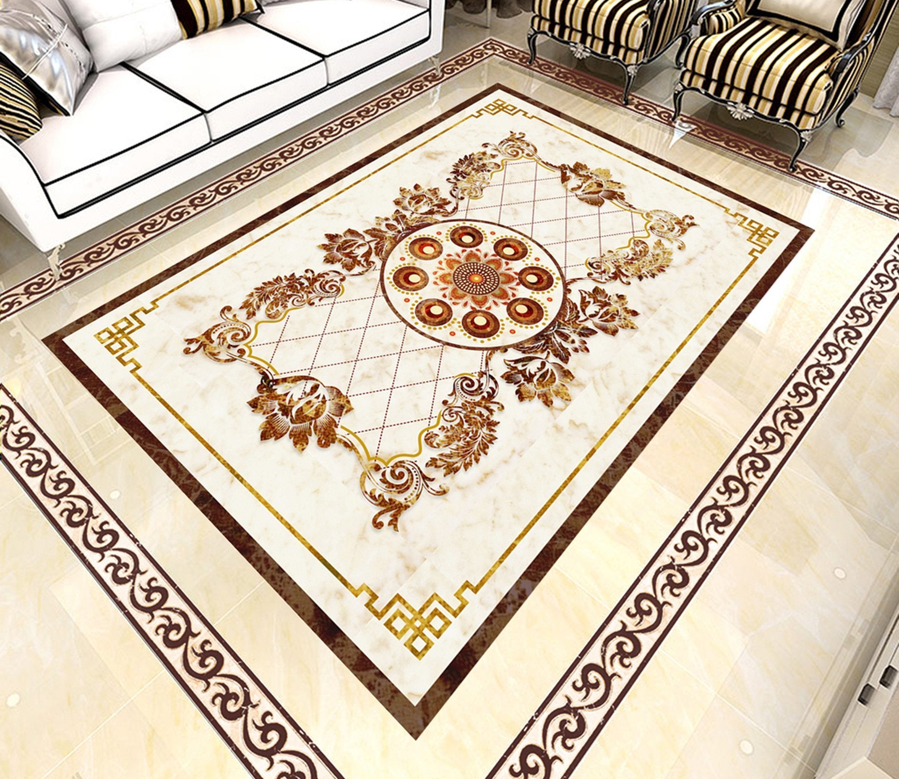 3D Black Pattern WG558 Floor Mural Wallpaper AJ Wallpaper 2 