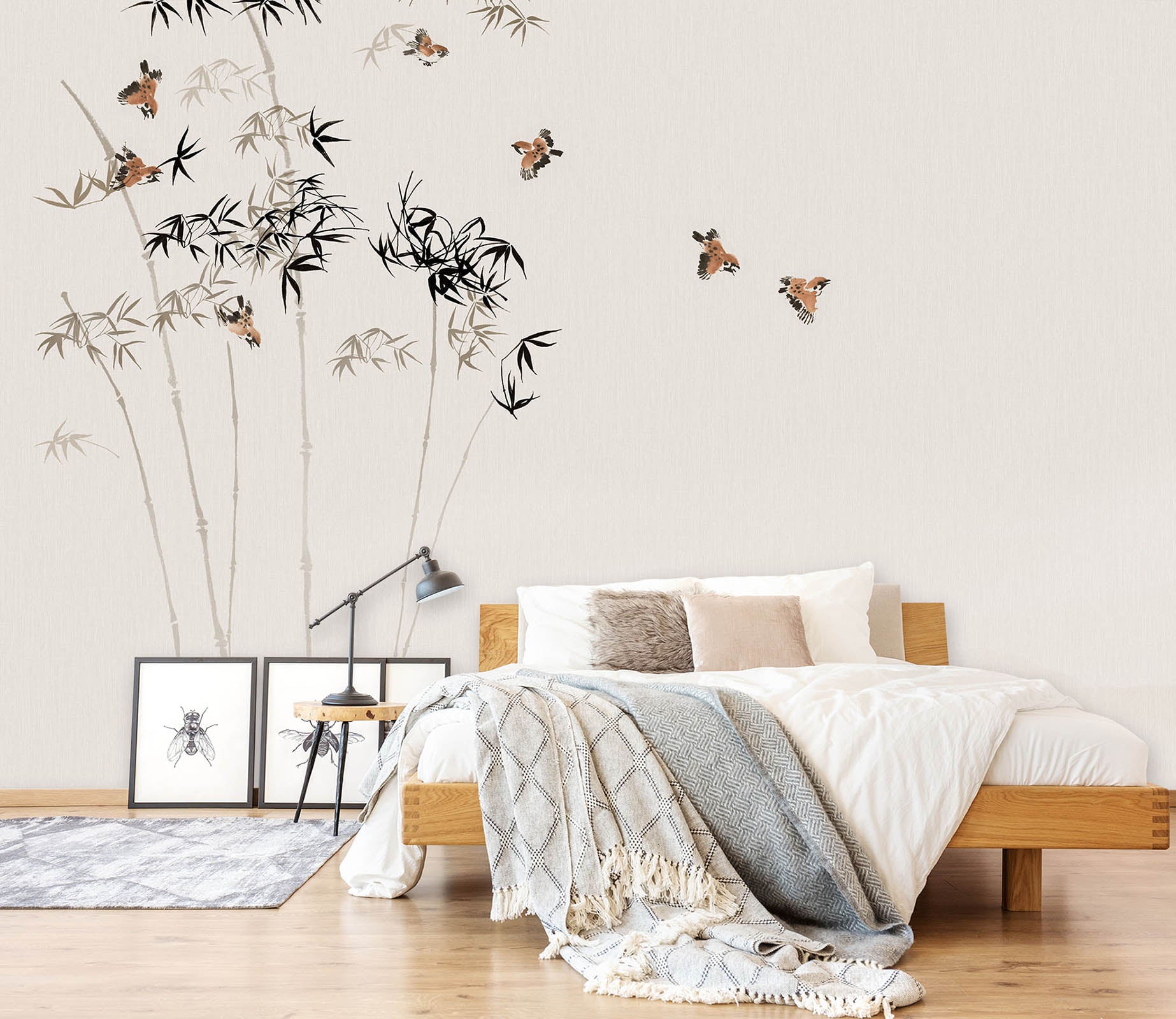 3D Bamboo Forest Flying Bird 1626 Wall Murals