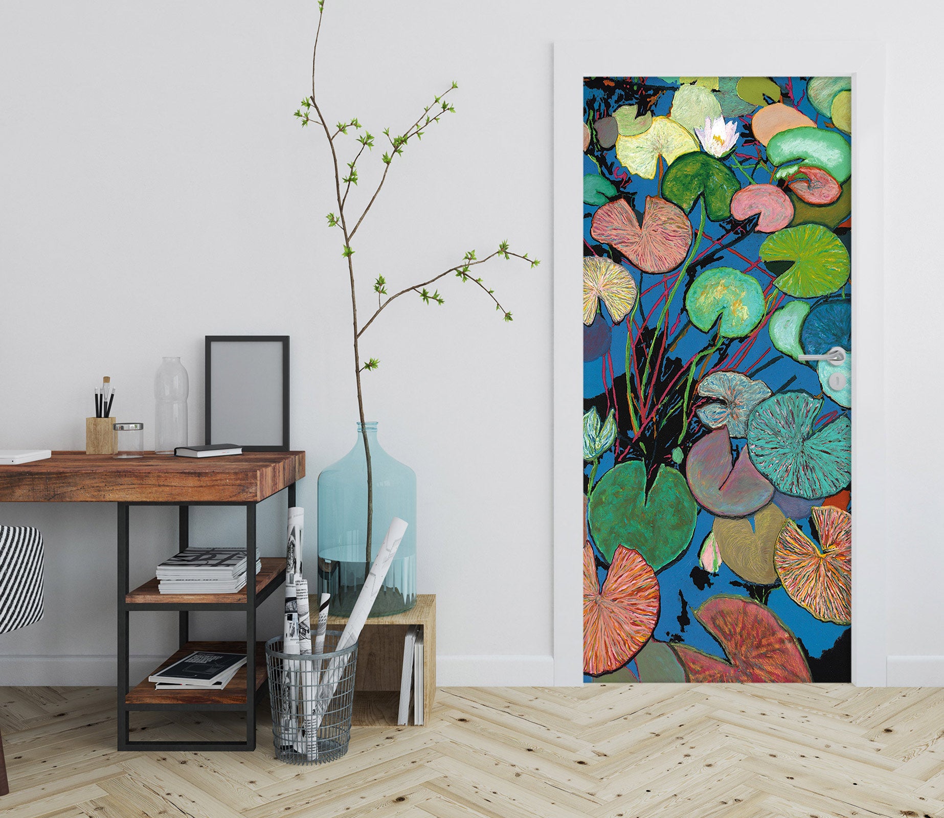 3D Pond Pattern Lotus Leaf 9411 Allan P. Friedlander Door Mural