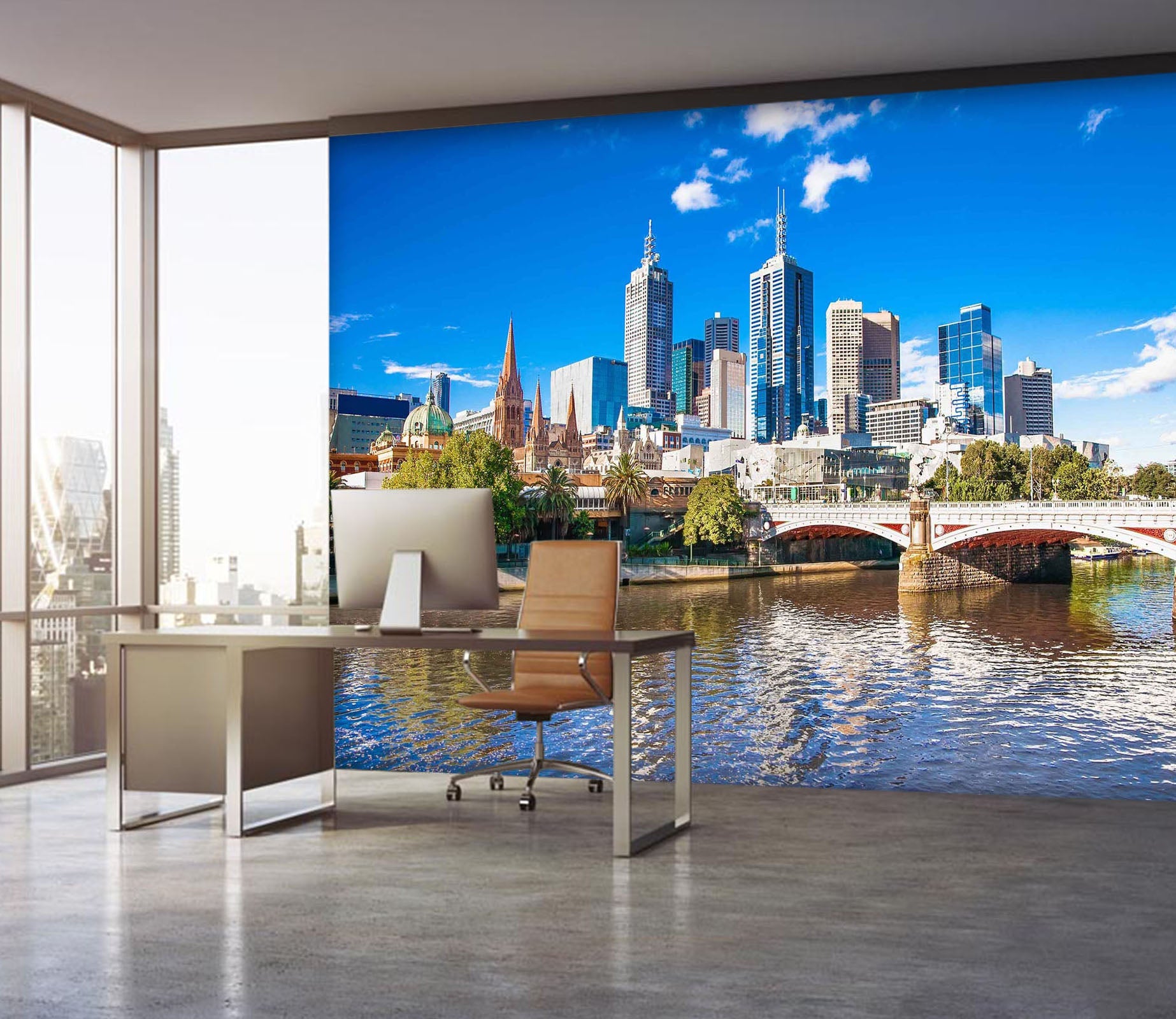 3D City Building Bridge 029 Wall Murals Wallpaper AJ Wallpaper 2 