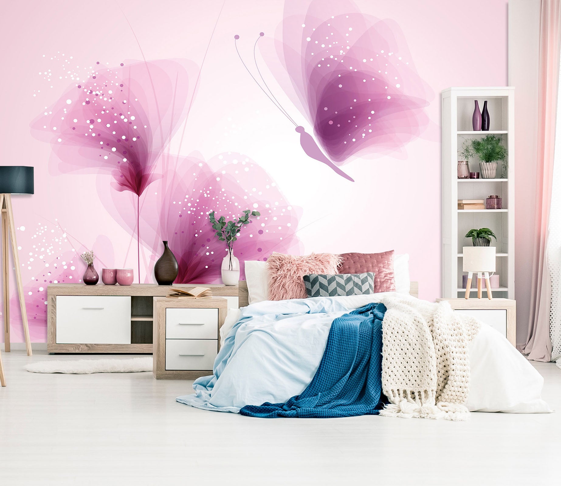 3D Purple Flowers 1536 Wall Murals