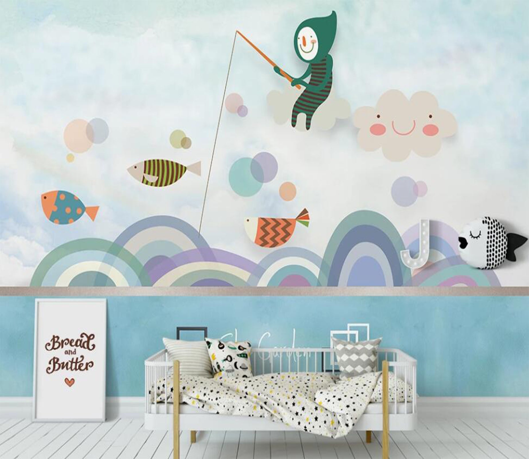 3D Fishing In The Fairy Tale World 2399 Wall Murals
