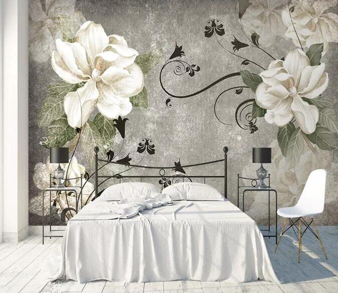 3D White Flowers 089 Wall Murals Wallpaper AJ Wallpaper 2 