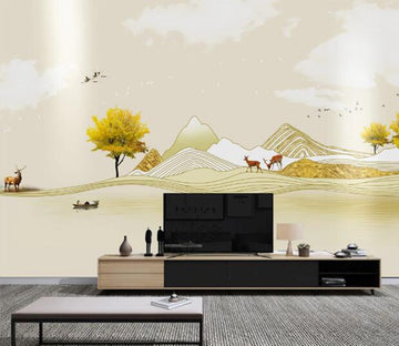 3D Yellow Tree Fawn WC1537 Wall Murals