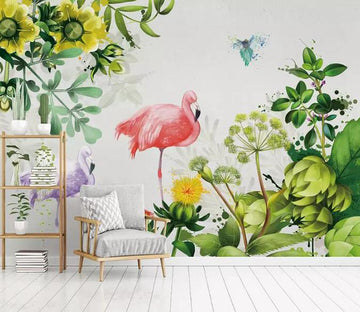 3D Flamingo Leaves 647 Wall Murals Wallpaper AJ Wallpaper 2 