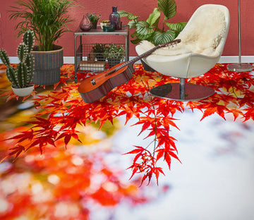 3D Romantic Red Maple Leaves 1266 Floor Mural  Wallpaper Murals Self-Adhesive Removable Print Epoxy