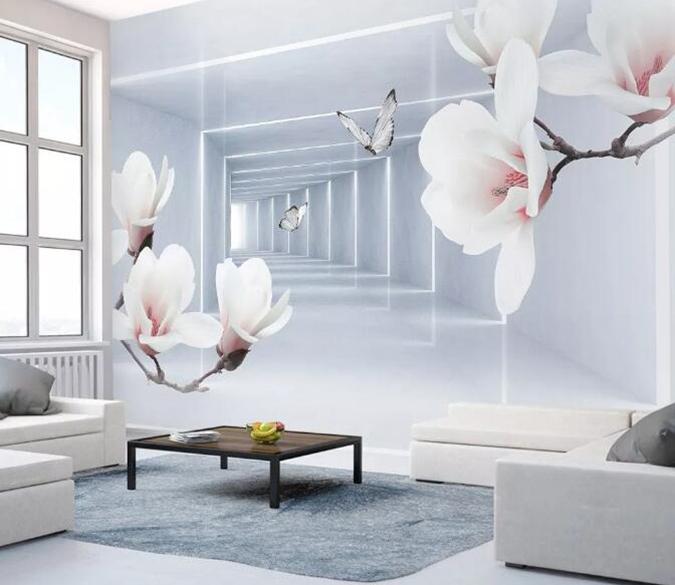 3D White Flowers 075 Wall Murals Wallpaper AJ Wallpaper 2 