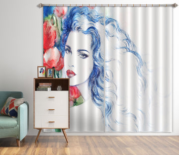 3D Bouquet Woman 053 Curtains Drapes