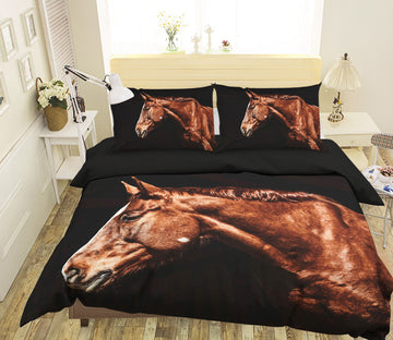 3D Red Horse Head 064 Bed Pillowcases Quilt