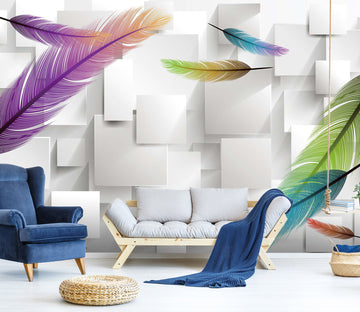 3D Colored Feathers 1402 Wall Murals