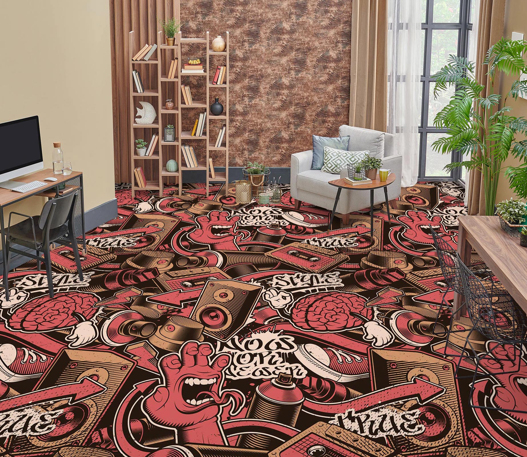 3D Red Hand Monster 1106 Floor Mural  Wallpaper Murals Self-Adhesive Removable Print Epoxy