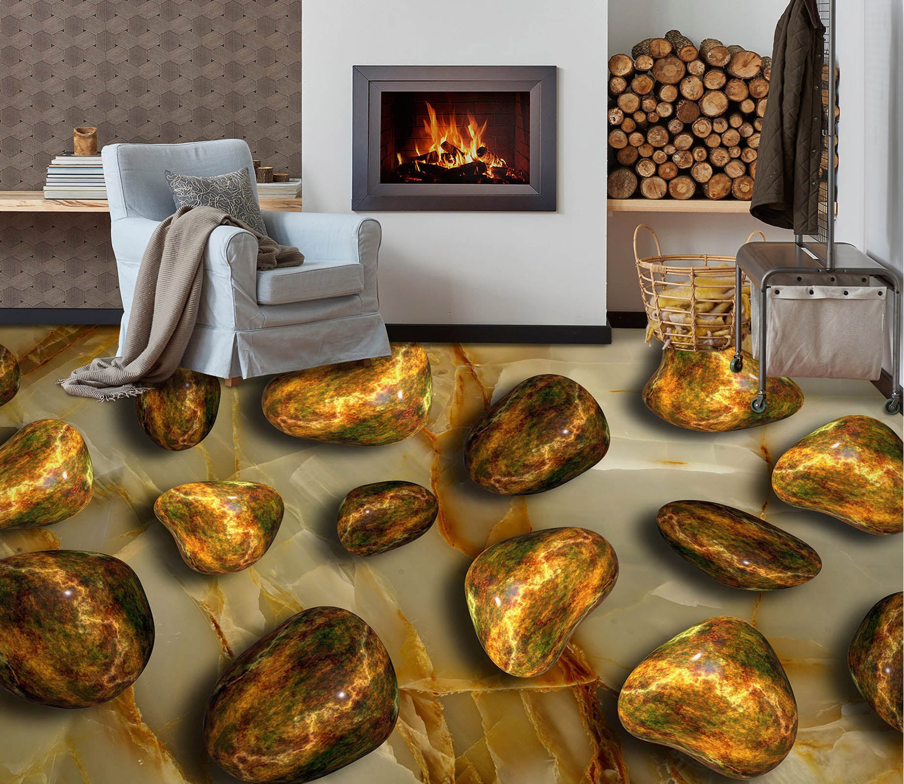 3D Senior Pebbles 422 Floor Mural  Wallpaper Murals Rug & Mat Print Epoxy waterproof bath floor