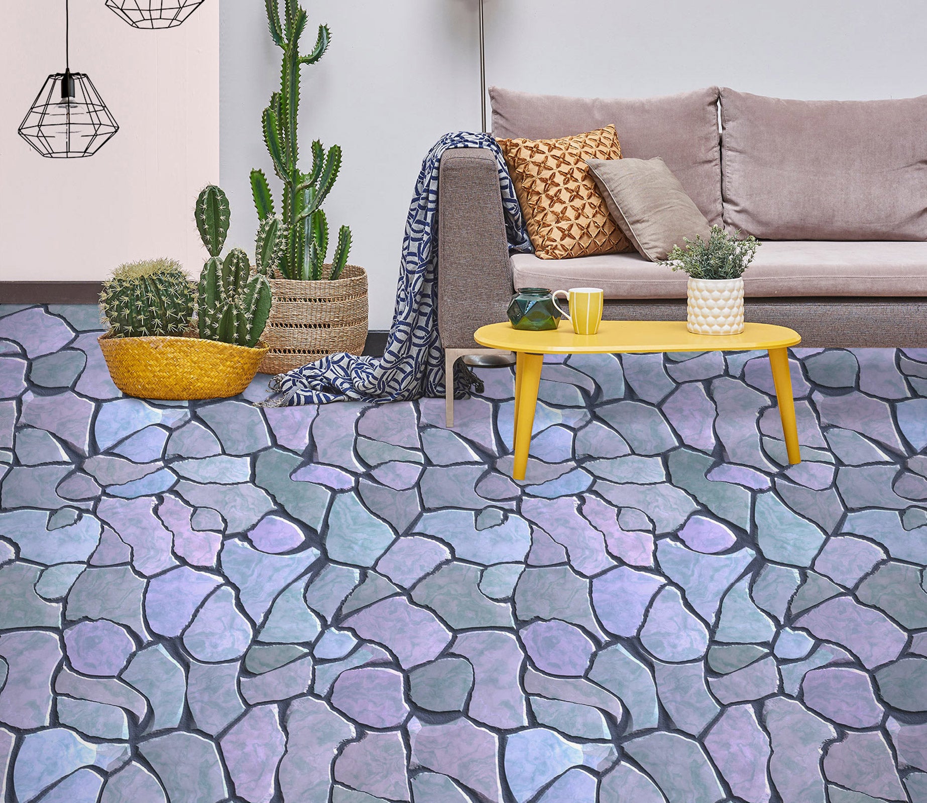 3D Purple Rocks 1345 Floor Mural  Wallpaper Murals Self-Adhesive Removable Print Epoxy