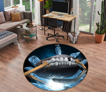 3D Teeth Wood 4158 Tom Wood Rug Round Non Slip Rug Mat