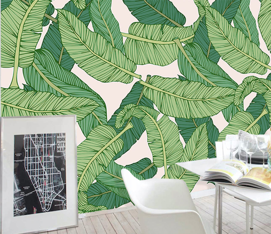 3D Green Leaf WG229 Wall Murals