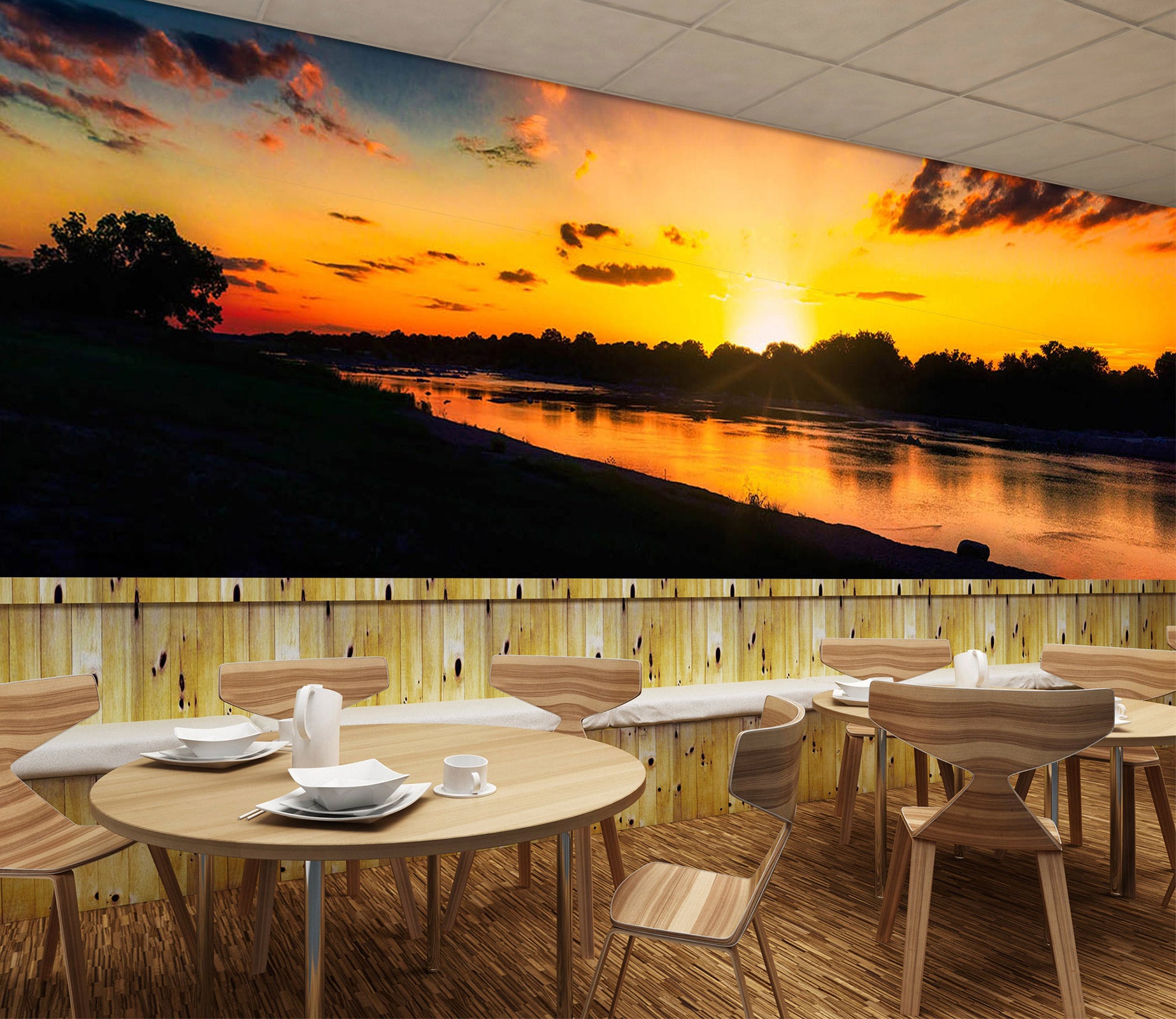 3D Sunset Lake 5223 Beth Sheridan Wall Mural Wall Murals