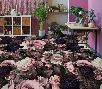 3D Dark Flower Pattern 10015 Uta Naumann Floor Mural  Wallpaper Murals Self-Adhesive Removable Print Epoxy