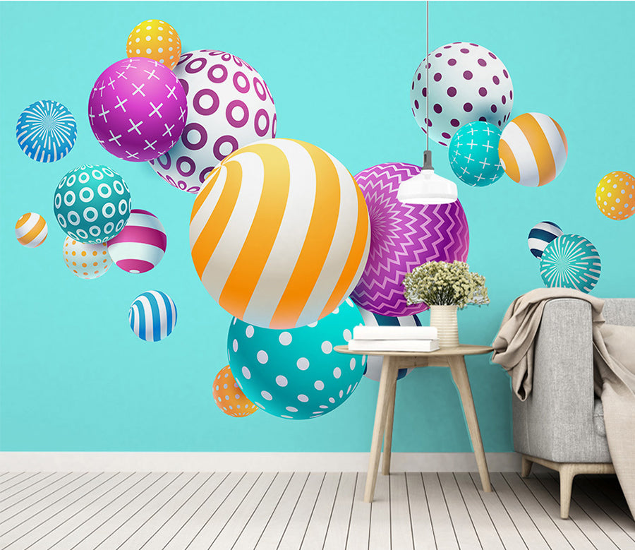 3D Colored Balls WC001 Wall Murals