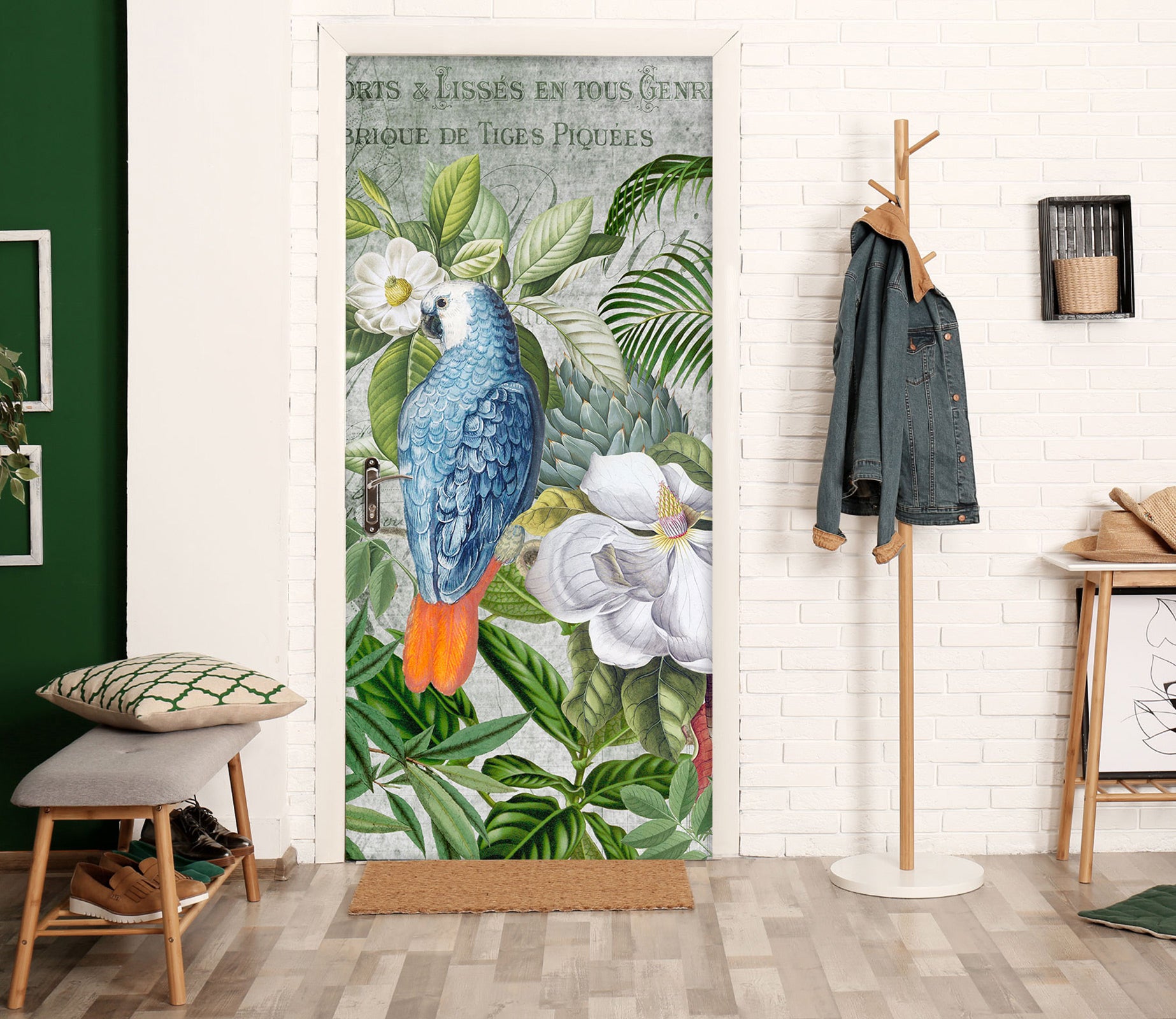 3D White Flowers Leaf Clump 11923 Andrea Haase Door Mural