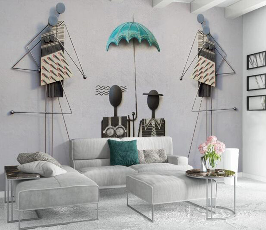 3D Couple Umbrella WC1277 Wall Murals