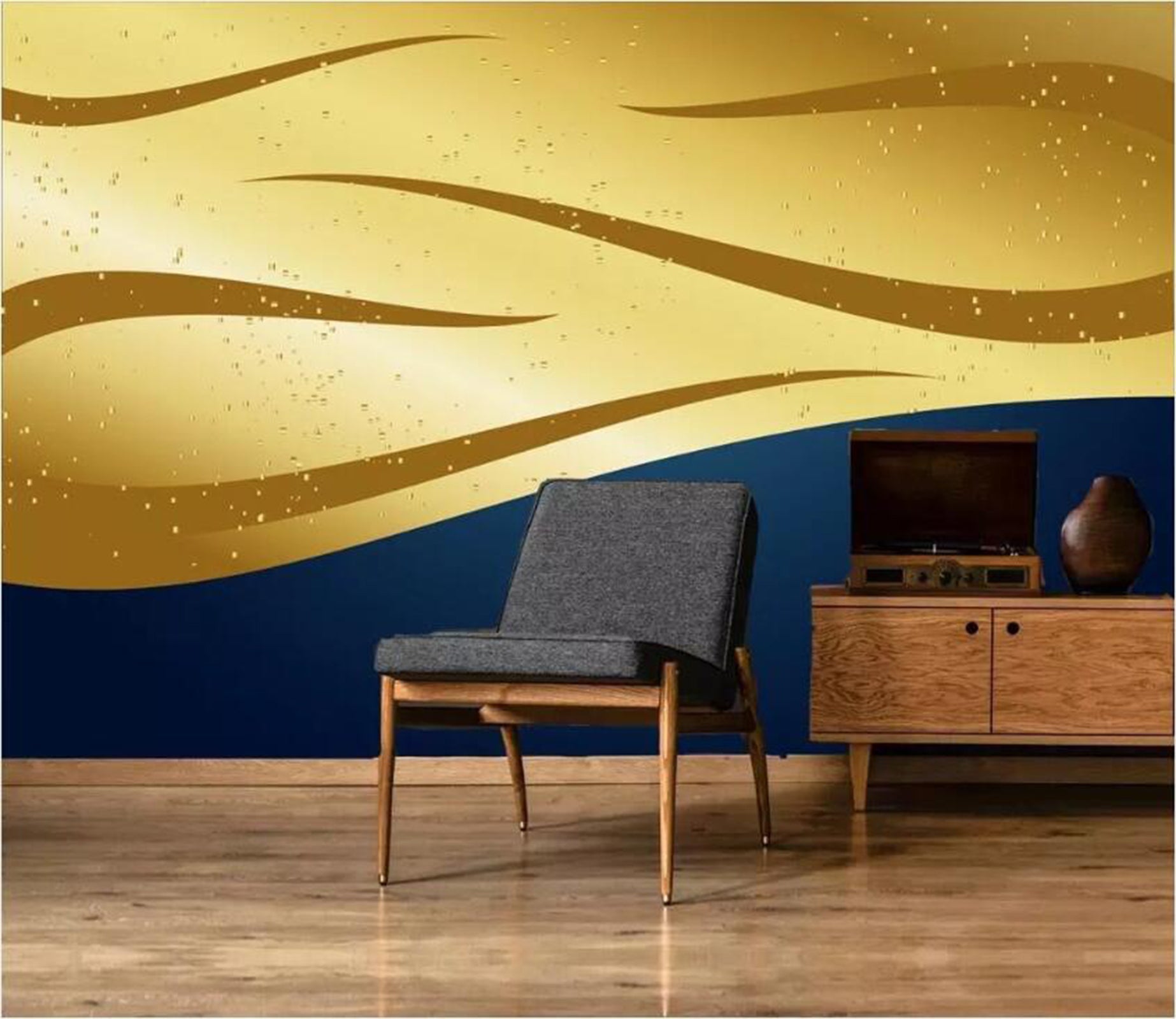 3D Golden Stripes WC45 Wall Murals Wallpaper AJ Wallpaper 2 