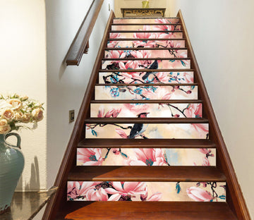 3D Pink Blooming Flowers 192 Stair Risers