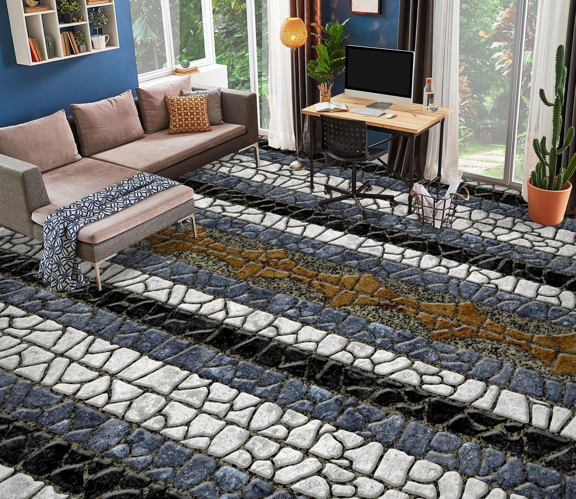 3D Four-color Stones 912 Floor Mural  Wallpaper Murals Rug & Mat Print Epoxy waterproof bath floor