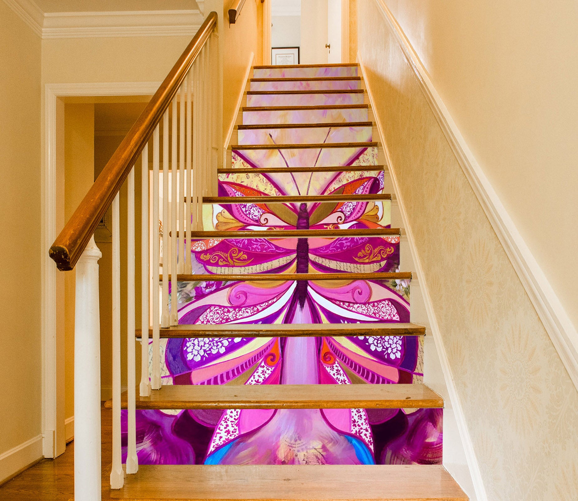 3D Pink Butterfly Petals 2192 Skromova Marina Stair Risers
