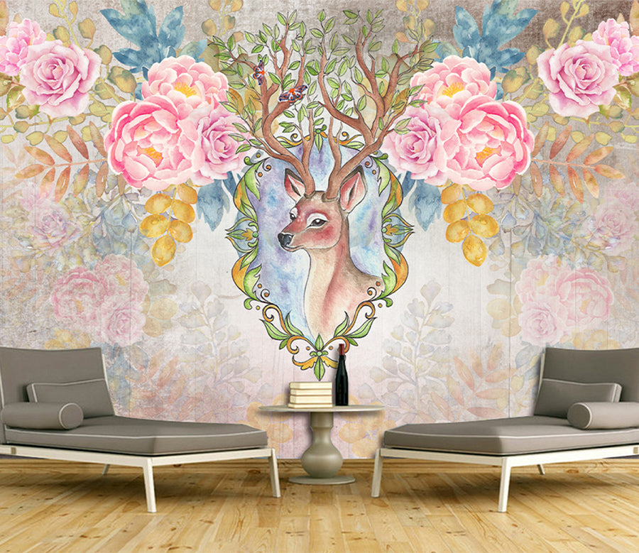 3D Saffron Deer WG104 Wall Murals