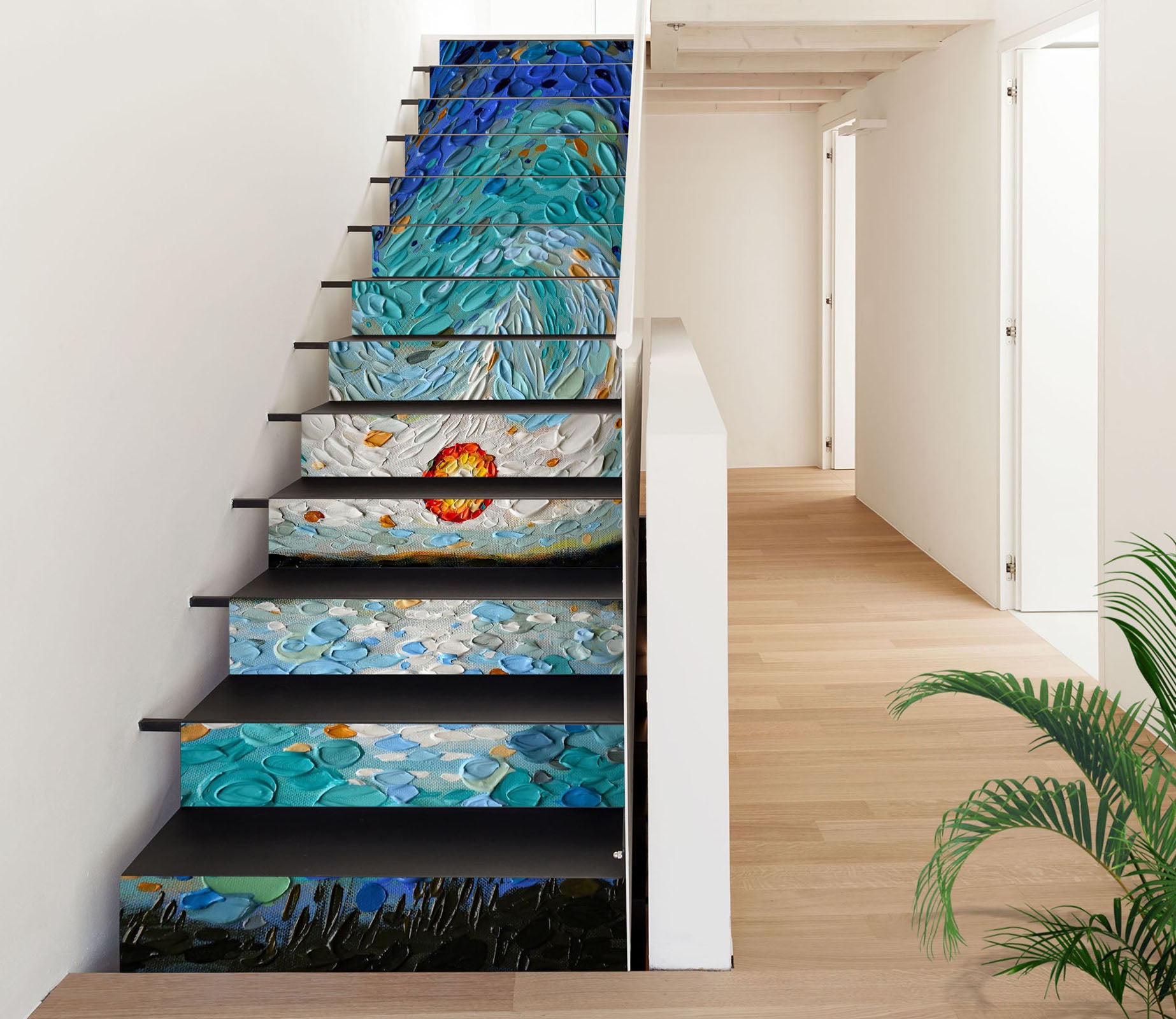 3D Blue Stone Pattern 96136 Dena Tollefson Stair Risers