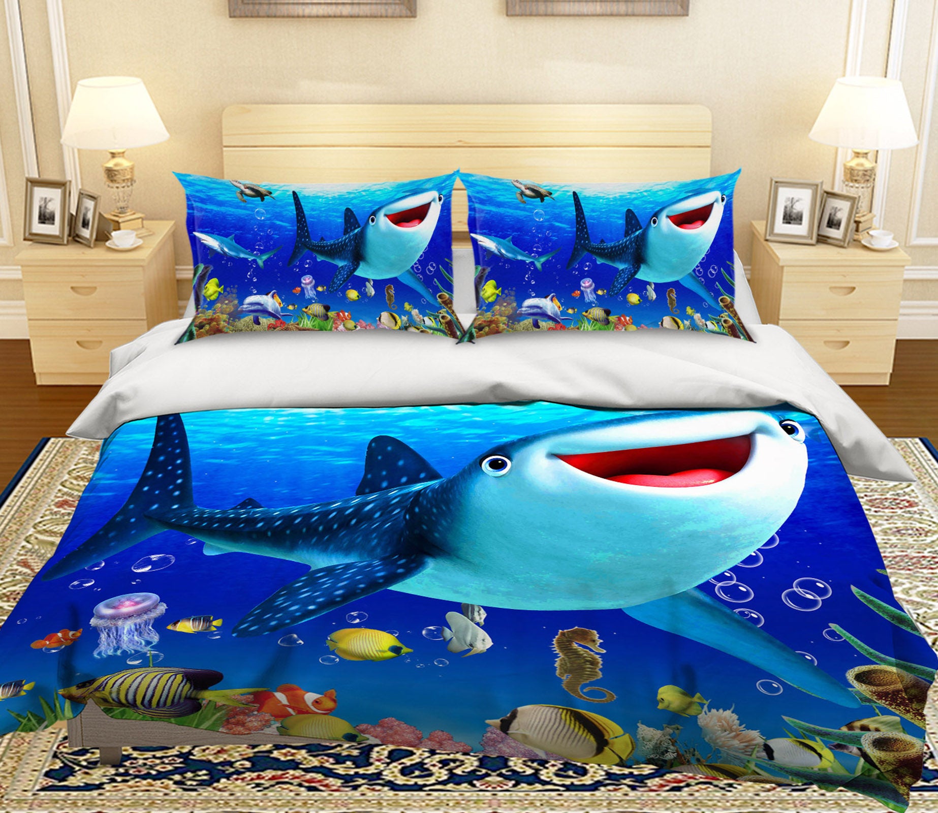 3D Cute Whale 1914 Bed Pillowcases Quilt