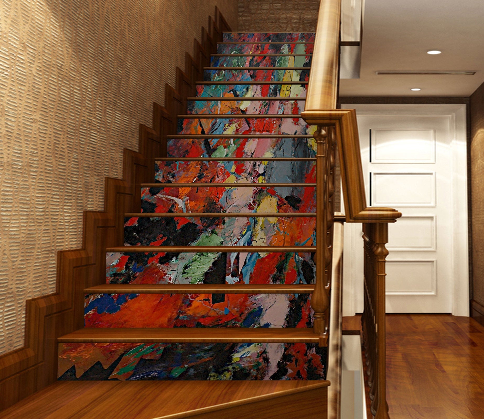 3D Colorful Paint Pattern 90159 Allan P. Friedlander Stair Risers