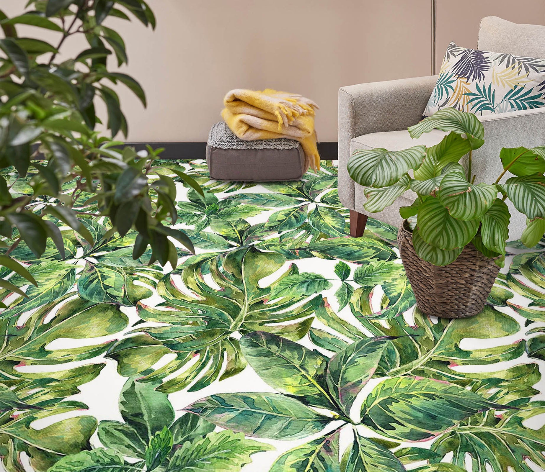3D Green Leaf Painting 1259 Floor Mural  Wallpaper Murals Self-Adhesive Removable Print Epoxy