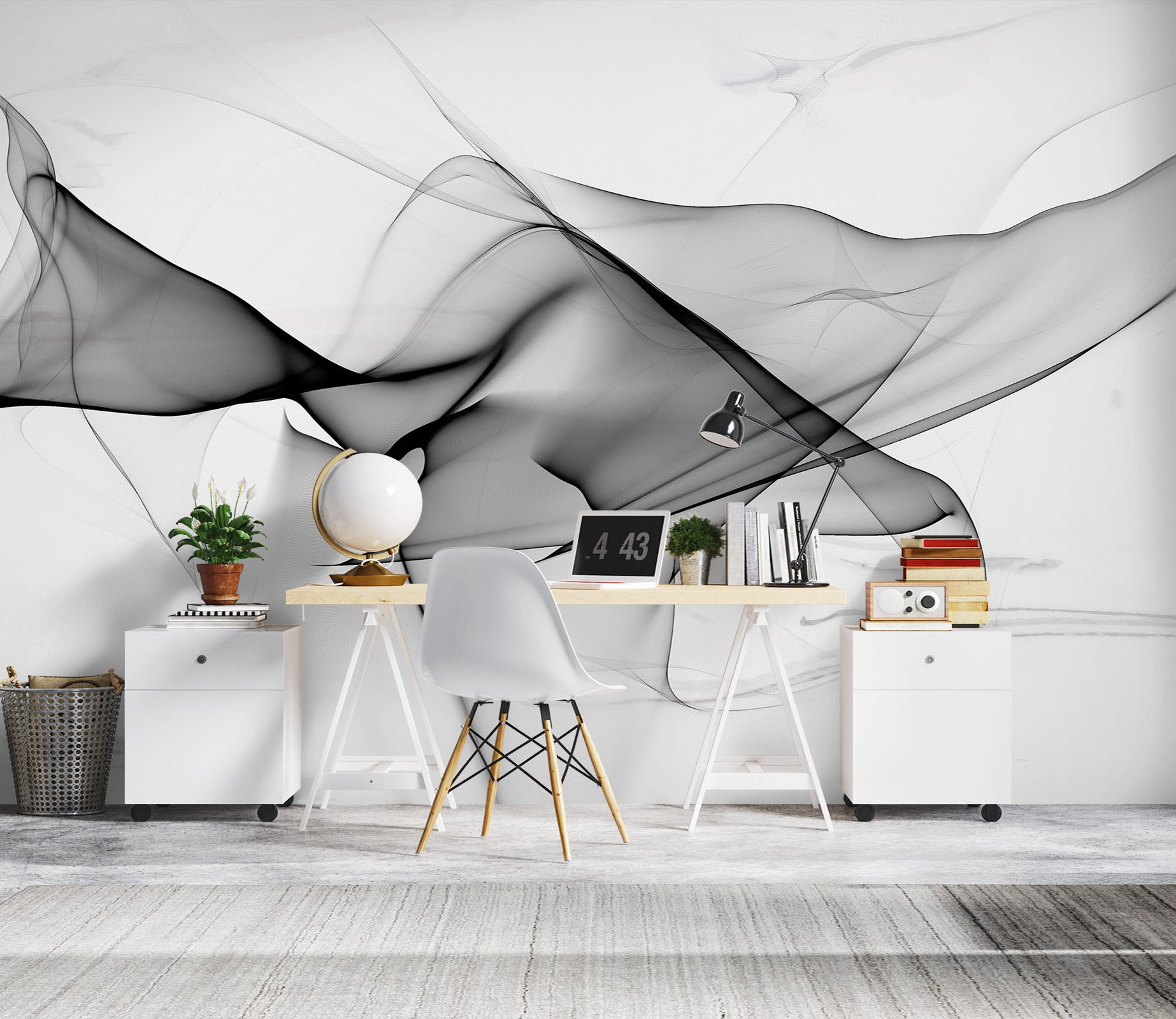 3D Black Curve 1068 Wall Murals